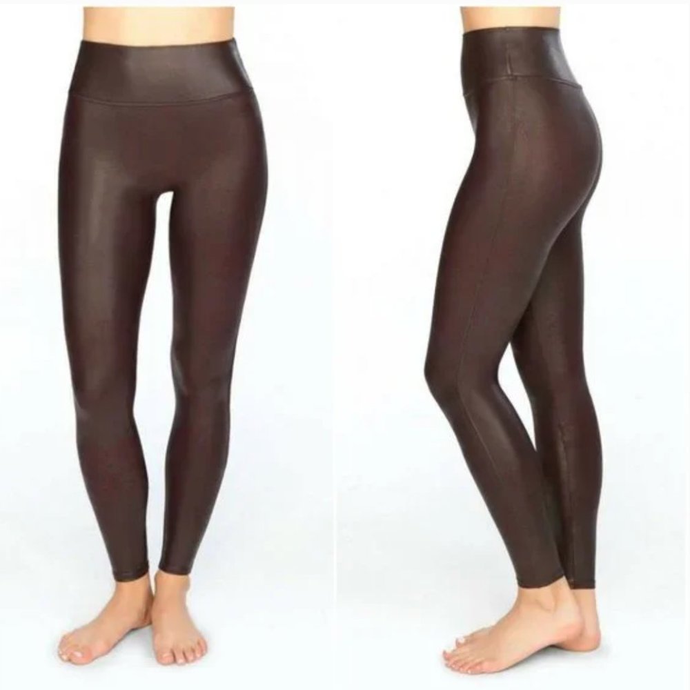 Spanx Faux Leather High Rise Leggings Size L